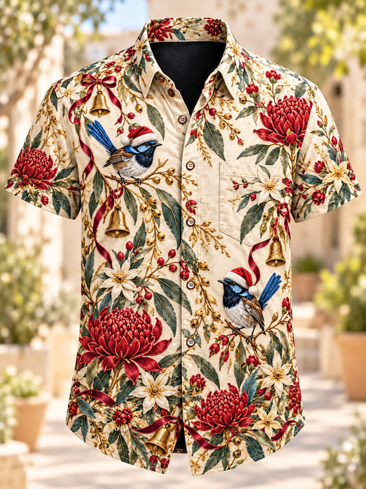 Men's Australian Christmas  Art Print Casual Shirt