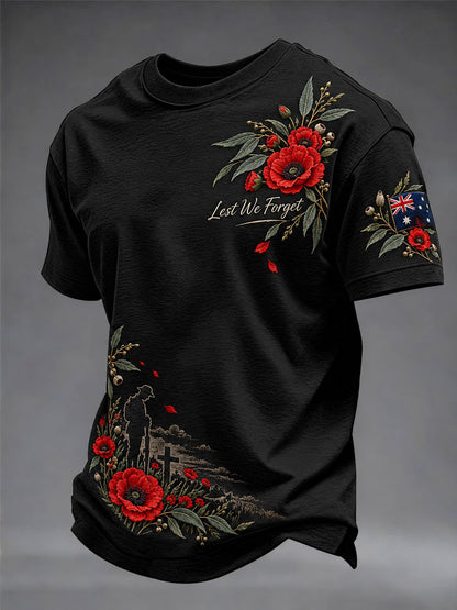 Men's Lest We Forget Australian Remembrance Day Print short sleeves t-shirt