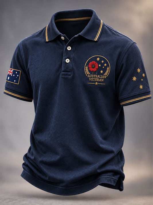 Men's Lest We Forget Australian Remembrance Day Print polo shirt