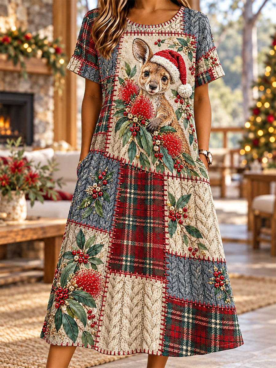 Women's Retro Australian Christmas Midi Dress