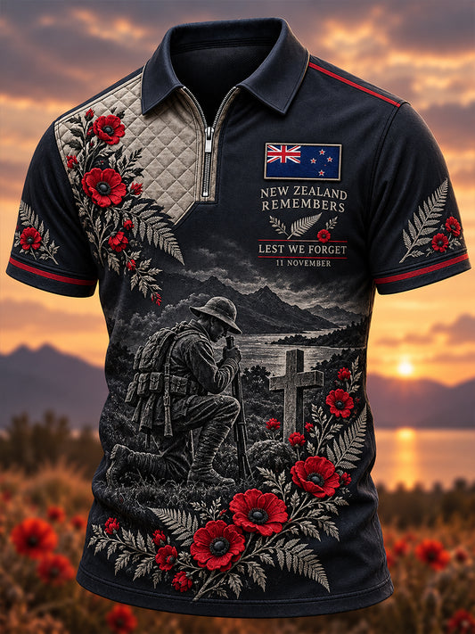 Men's New Zealand Veterans Remembrance Day Short Sleeve Shirt