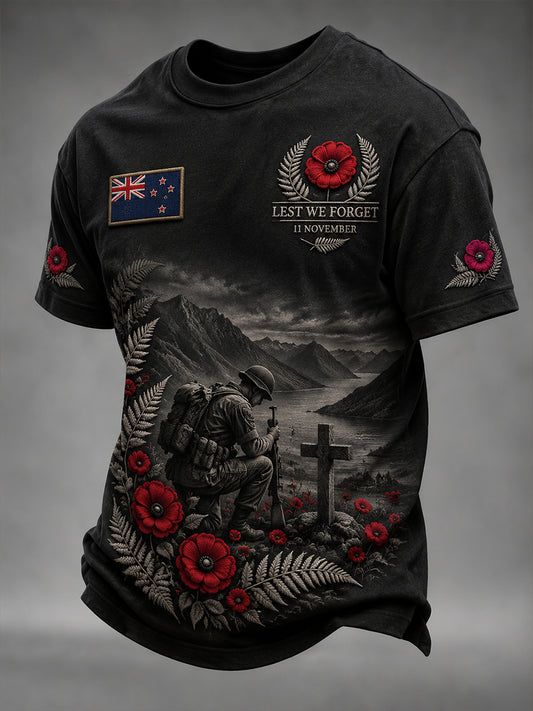 Men's New Zealand Veterans Remembrance Day Short Sleeve T-Shirt