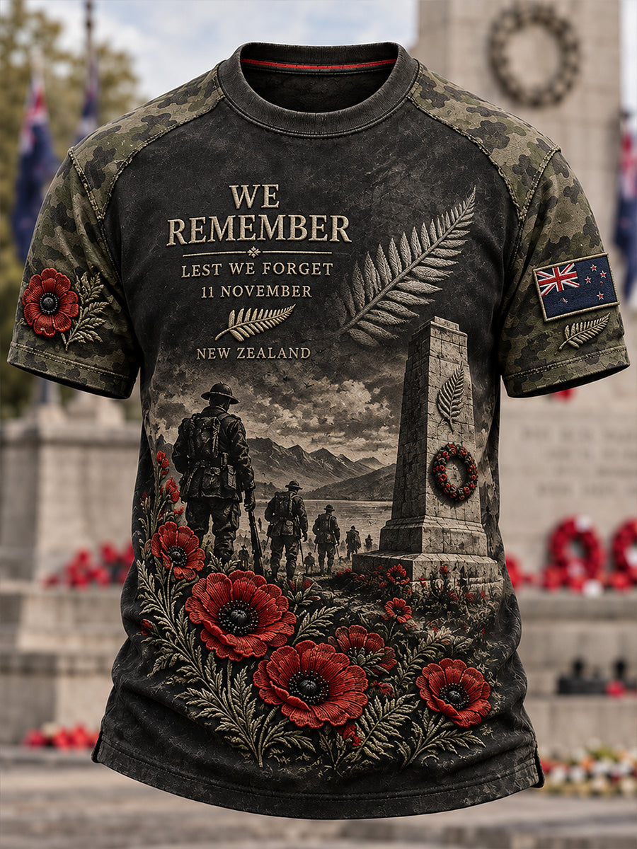 Men's New Zealand Veterans Remembrance Day Short Sleeve T-Shirt