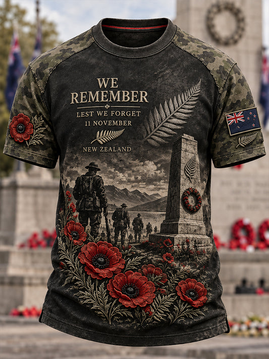 Men's New Zealand Veterans Remembrance Day Short Sleeve T-Shirt