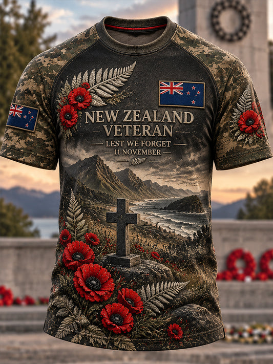 Men's New Zealand Veterans Remembrance Day Short Sleeve T-Shirt