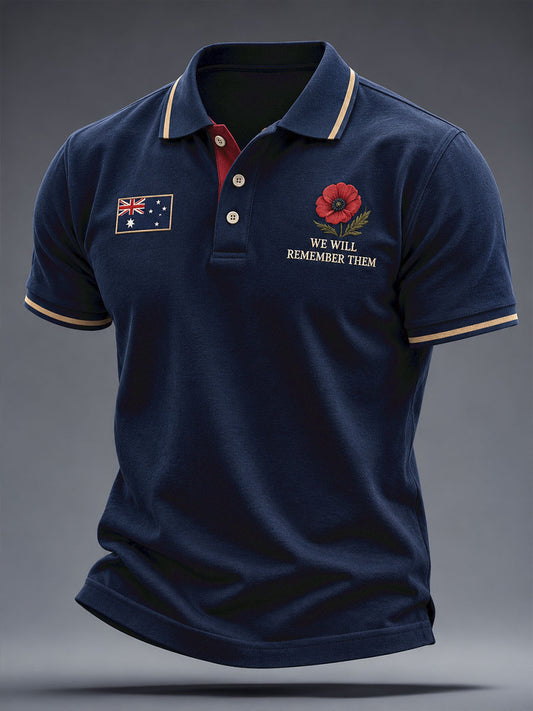 Men's AU veteran Remebrance Day Lest We Forget Art Printed Casual Tops