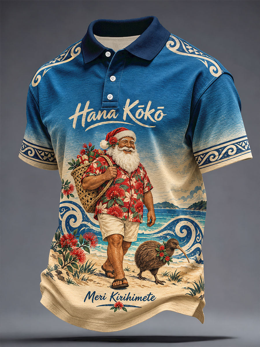 Men's NZ Maori Art Christmas Printed Casual Tops