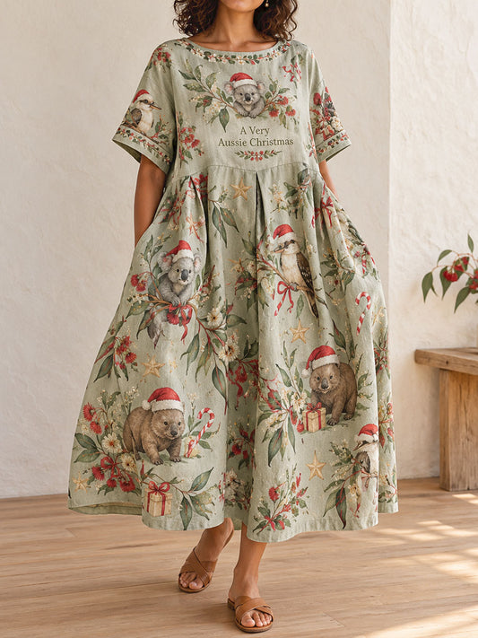 Women's AU Christmas Art Printed Dress