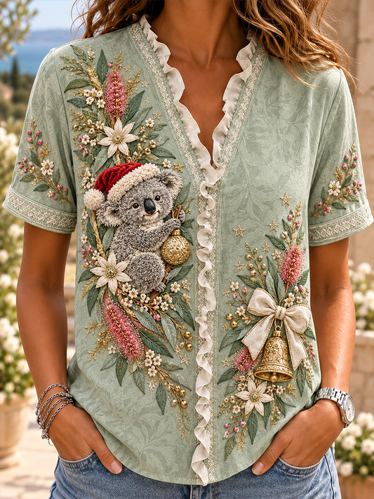 Women's Christmas In Australia  Cotton-Linen Shirt