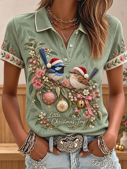 Women's AU Christmas Art Printed Casual Tops