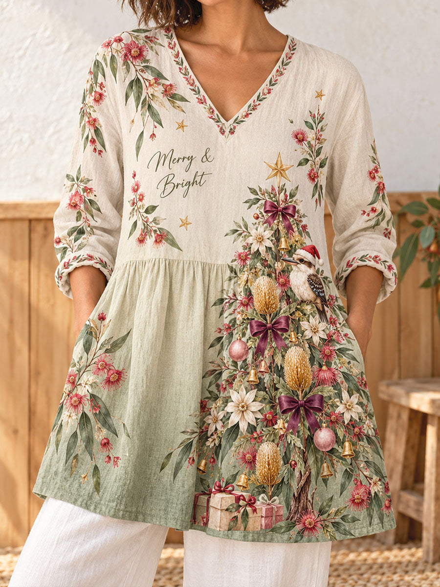 Women's AU Christmas Art Printed Tops
